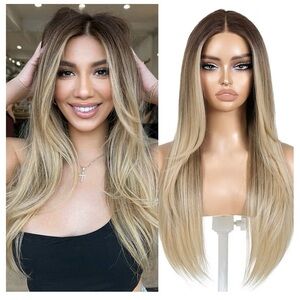 Balayage rooted blonde wig
